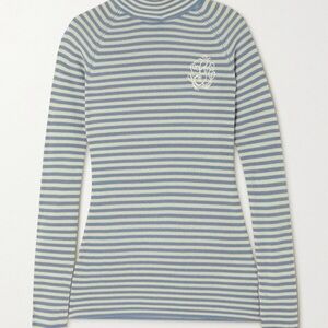 Ganni Embroidered Striped Wool And
Cashmere-blend Turtleneck Sweater Size XS